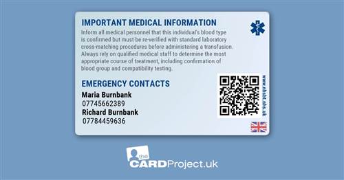 UK Blood Group Photo ID Card Design 5 (REAR)